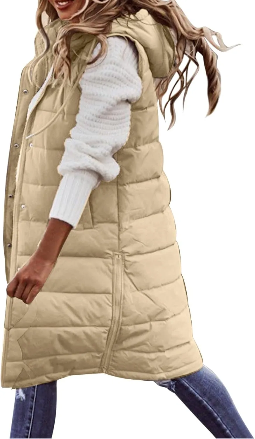 Womens Long Puffer Coat Packable Down Coat Lightweight Parkas Jacket Oversized Water-Resistant Thicken Hooded Insulated Coat