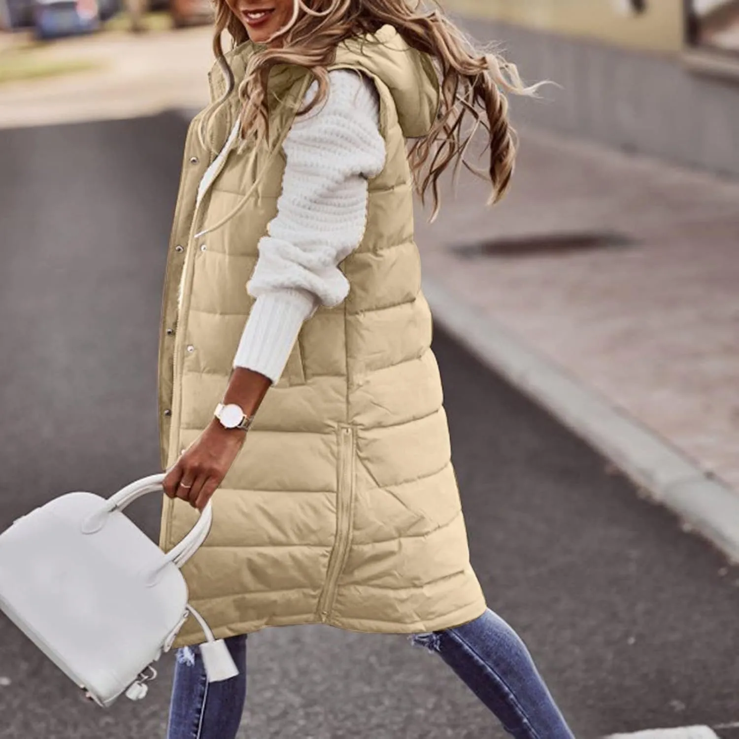 Womens Long Puffer Coat Packable Down Coat Lightweight Parkas Jacket Oversized Water-Resistant Thicken Hooded Insulated Coat