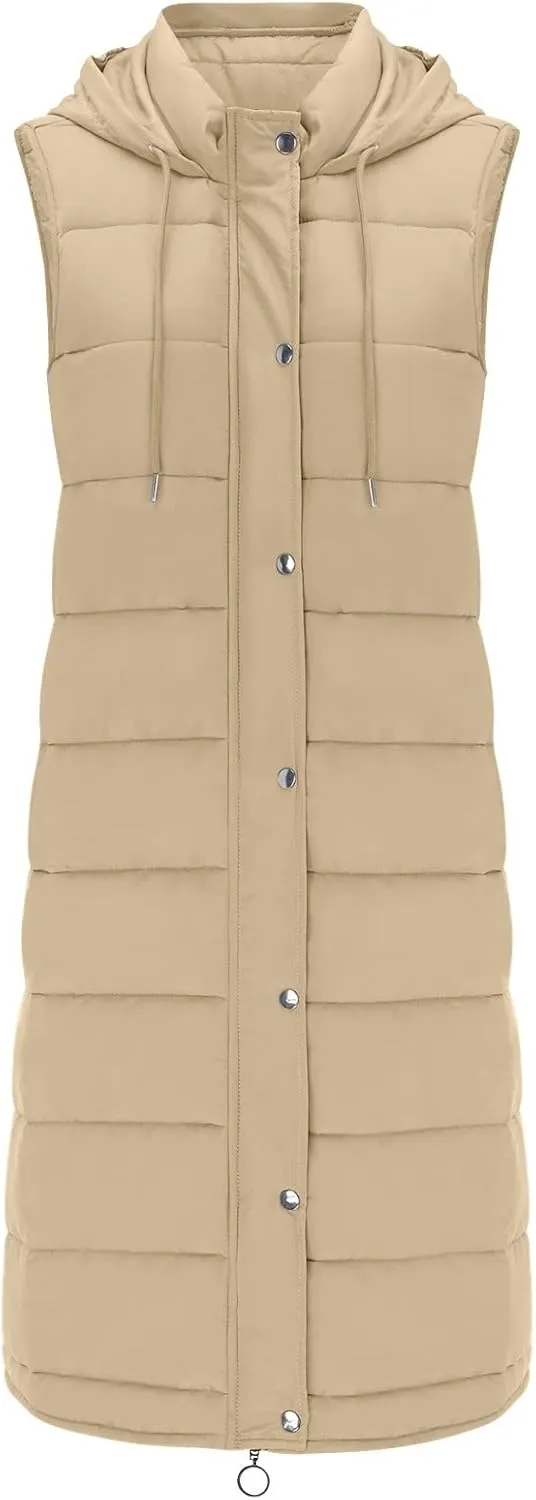 Womens Long Puffer Coat Packable Down Coat Lightweight Parkas Jacket Oversized Water-Resistant Thicken Hooded Insulated Coat