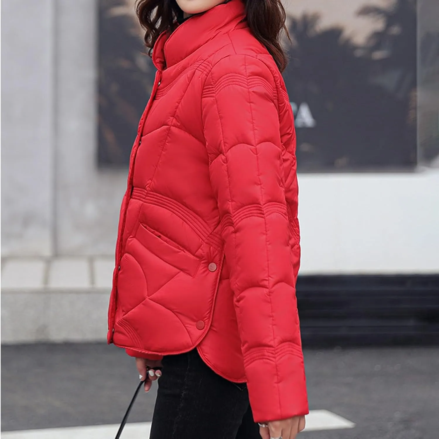 Womens Long Puffer Coat Packable Down Coat Ultralight Parkas Jacket Plus Size Zip Up Thicken Hooded Padded Coat
