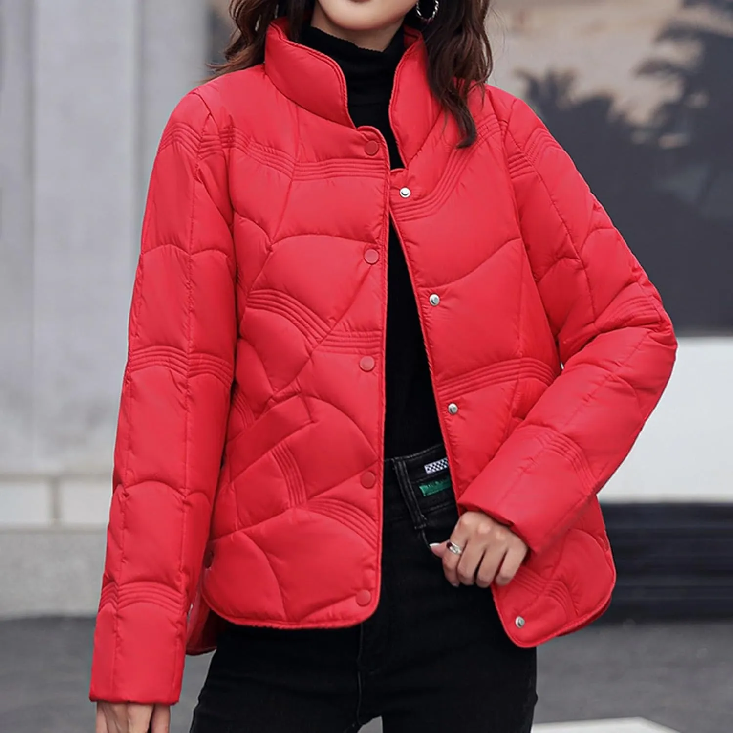 Womens Long Puffer Coat Packable Down Coat Ultralight Parkas Jacket Plus Size Zip Up Thicken Hooded Padded Coat