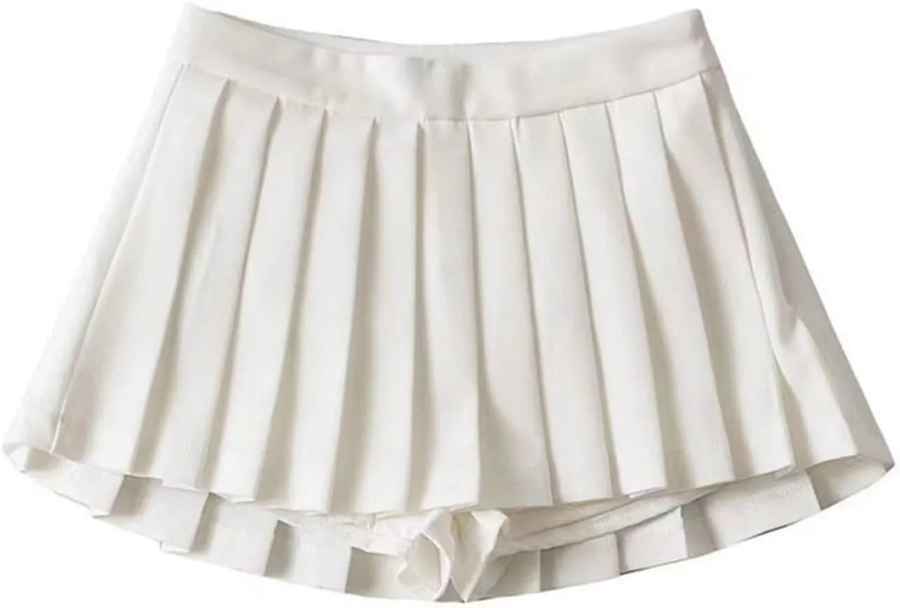Womens Sexy Pleated Skirts High Waist Summer Vintage Mini Skirts Tennis Student White Designed Dance Skirt